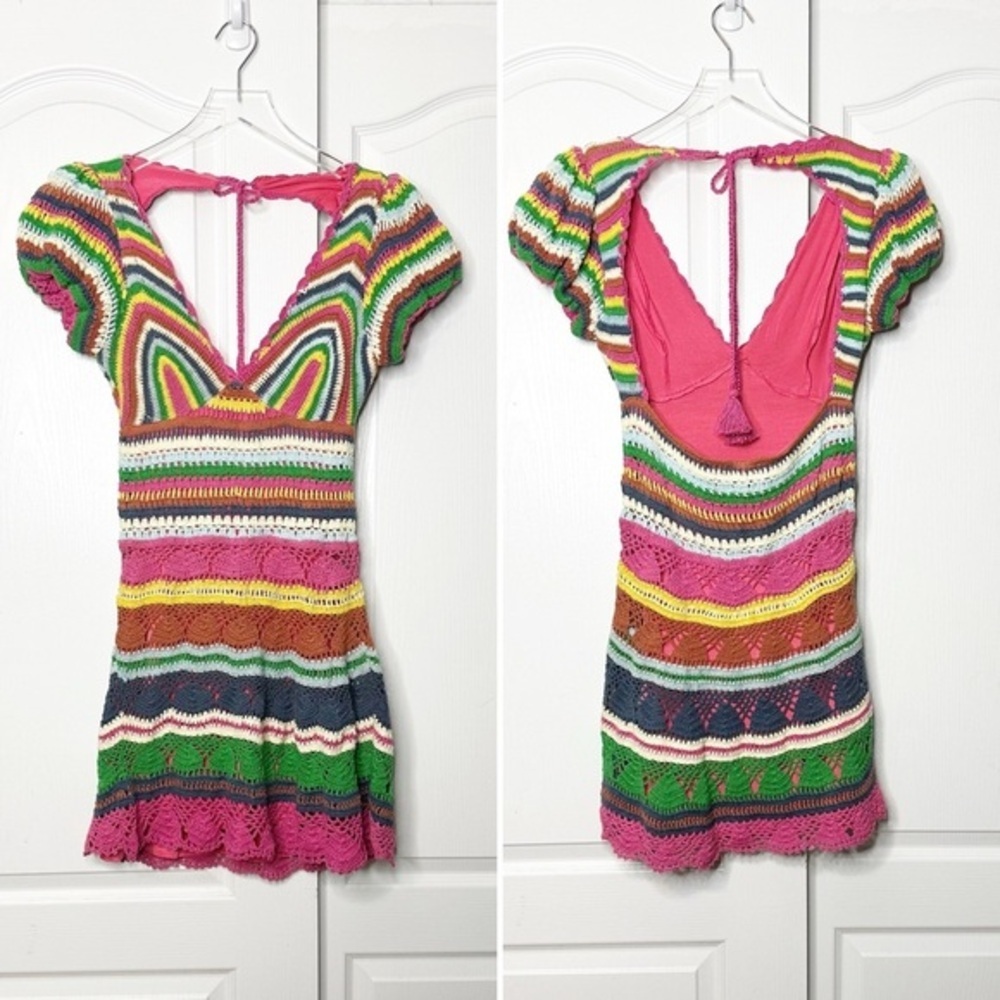 NWT Love the Label Larona Rainbow Crochet Dress Size XS - Picture 6 of 11